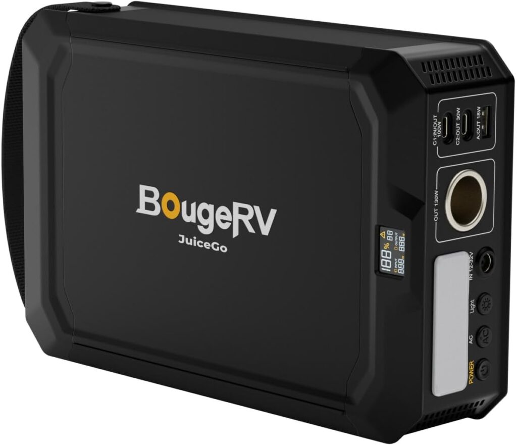 BougeRV 240Wh Portable Power Station, Solar Generator with AC outlet, JuiceGo LiFePO4 Generators for Emergency Power Supply, Camping, Travel, Home Backup, and RV