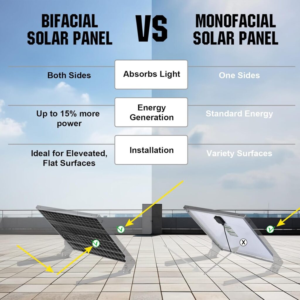 ECO-WORTHY 12V 195 Watt Bifacial Solar Panel and Upgraded 6 String Solar PV Combiner Box, Upgraded 25A Current Fuse