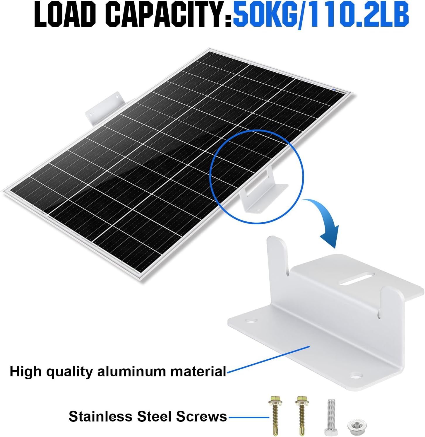 8-Pack Solar Panel Z Mounting Brackets – Aluminum Alloy With Nuts & Bolts For Roof, RV, Boat Installation (Black)