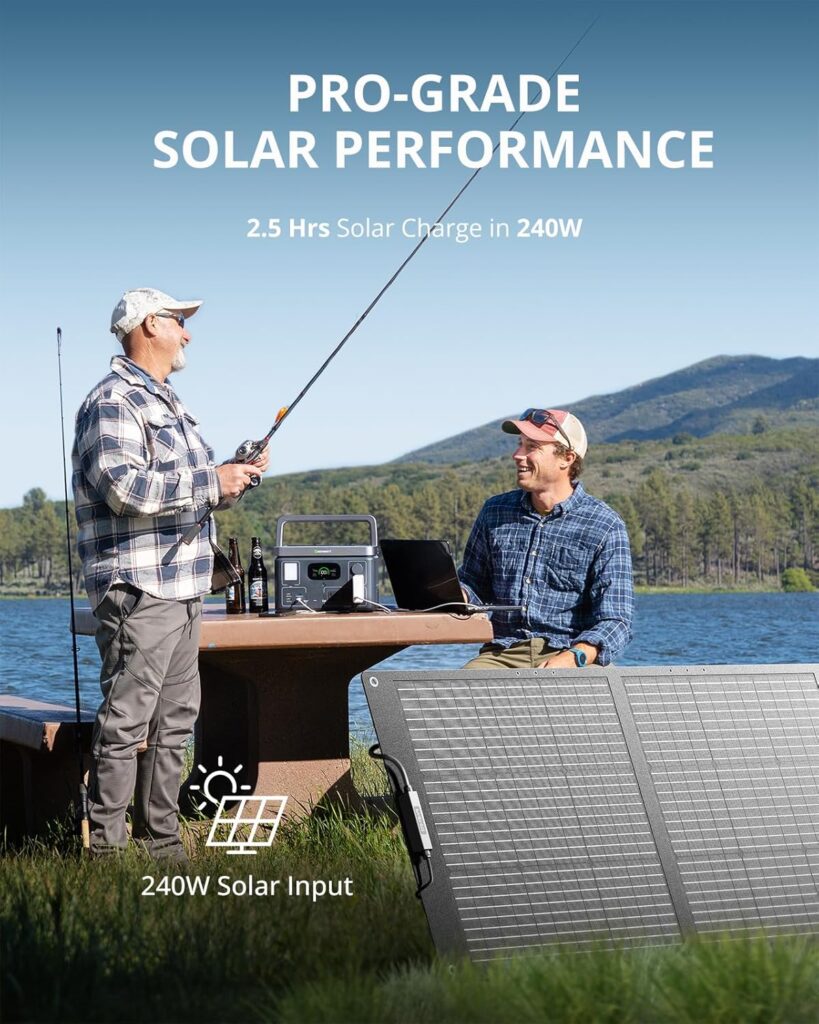 GROWATT Portable Power Station Generators: VITA550 Solar Generator (Solar Panel Optional) with 538Wh LiFePO4 Battery,1 Hour Fast Charging, 600W (1200W Surge) Output for Outdoor Camping/RVs/Home Use