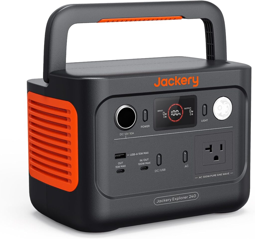 Jackery Explorer 240 v2 Portable Power Station 2024 New Version, 256Wh LiFePO4 Battery with 300W AC/100W USB-C Output, 1Hr Fast Charging, Versatile Scenarios-Outdoor/Camping/RV/Travel/Emergency Backup