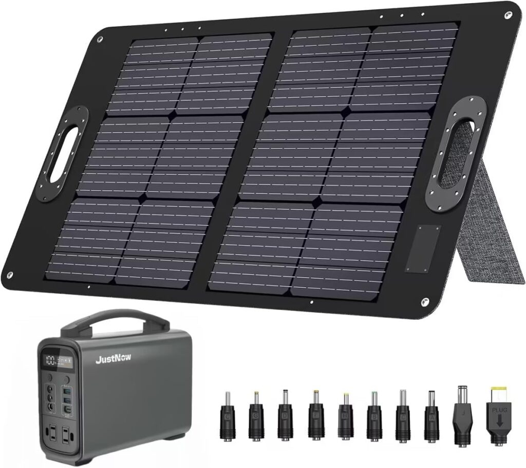 Portable Power Station 280W with 60W Solar Panel, LiFePO4 Battery 192Wh Backup Battery AC/DC/TYPE-C/USB Outlets LED Flashlight Generator for CPAP Outdoor Camping Home Emergency