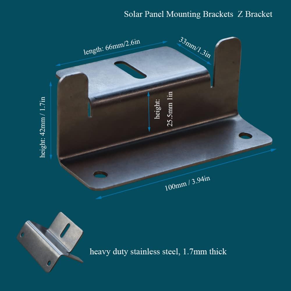 Solar Panel Mounting Brackets Z Bracket, with Nuts and Bolts,Suitable for 50W to 150W Solar Panels on RV,Boats,Motorhome, Cabins, Sheds, Garages,Off Grid, Silver Color, 4 Units (16PCS)