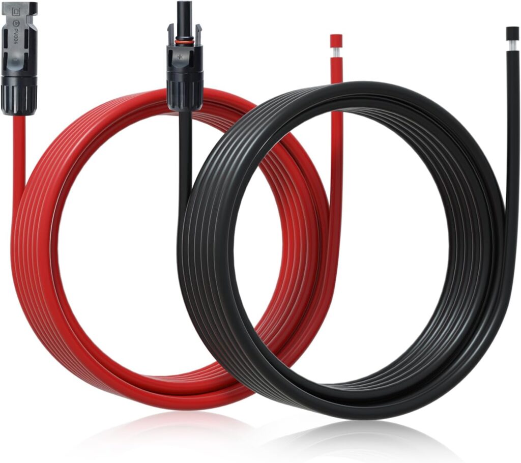 ECO-WORTHY 20FT 10AWG Solar Panel Extension Cable with Female and Male Connector for Solar Panels, Solar Controllers (20FT Red + 20FT Black)