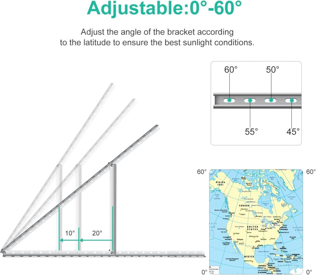 ECO-WORTHY 28 inch Adjustable Solar Panel Tilt Mount Mounting Rack Bracket Set Rack Folding Tilt Legs, Boat, RV, Roof Off Grid System (28 Length)