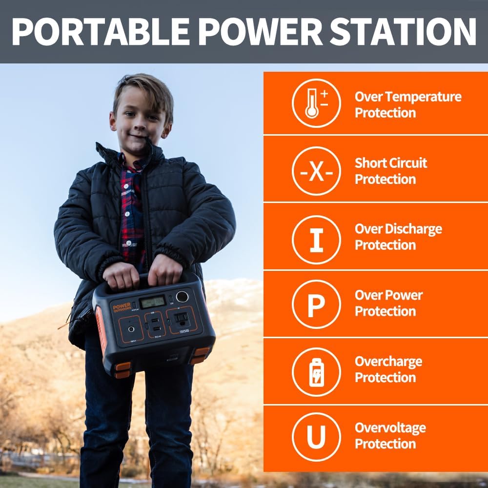 Jackery Portable Power Station Explorer 290, 290Wh Backup Lithium Battery, 110V/200W Pure Sine Wave AC Outlet, Solar Generator (Solar Panel Not Included) for Outdoors Camping Travel(Renewed)