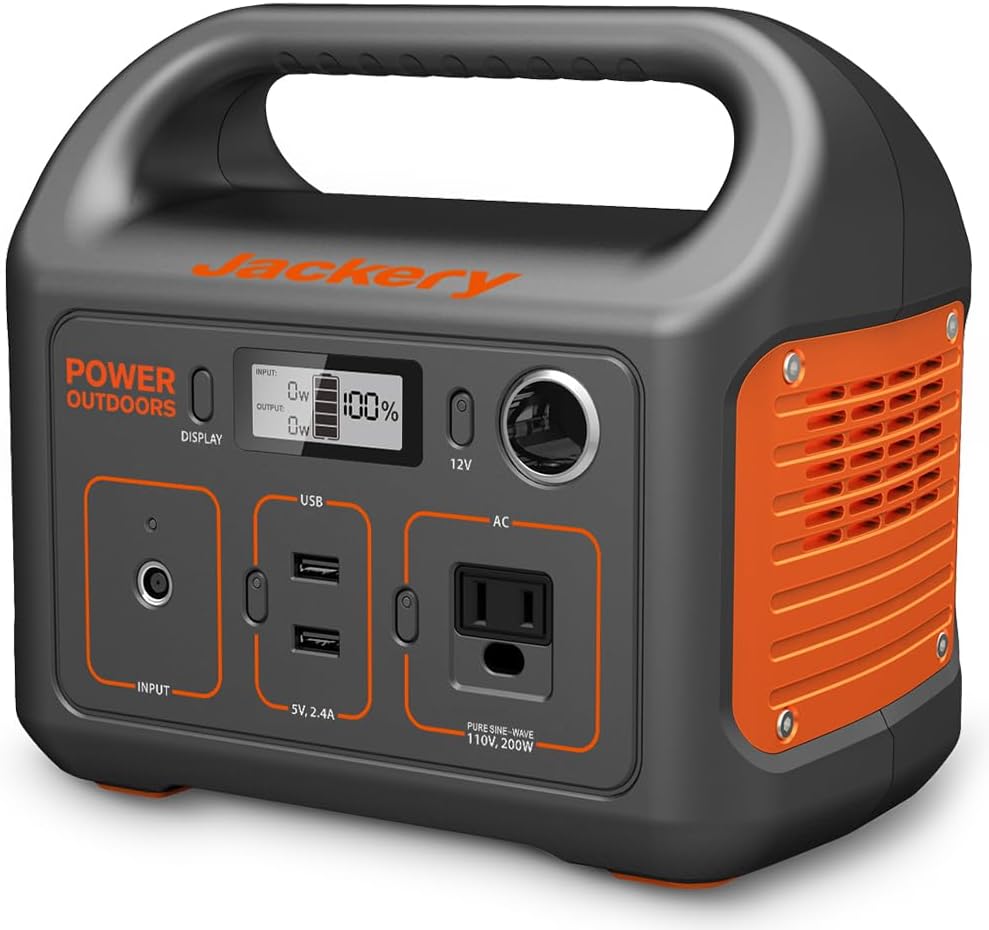 Jackery Portable Power Station Explorer 290, 290Wh Backup Lithium Battery, 110V/200W Pure Sine Wave AC Outlet, Solar Generator (Solar Panel Not Included) for Outdoors Camping Travel(Renewed)