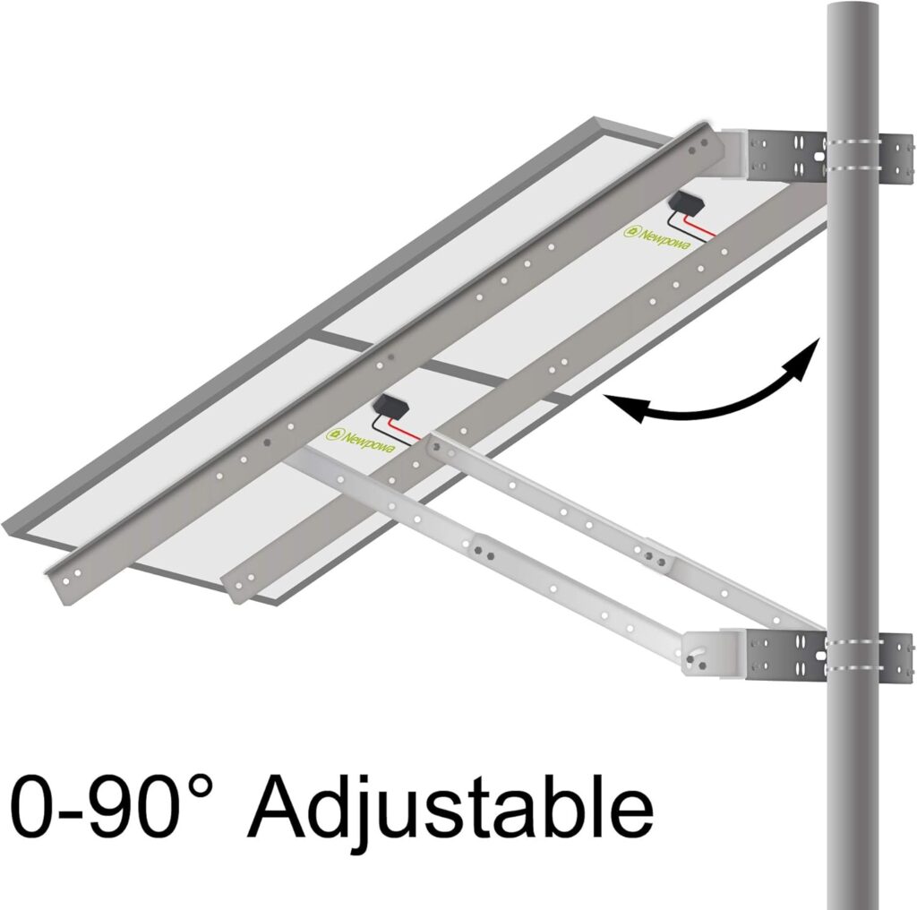 Newpowa Universal Angle Adjustable Mounting Bracket Single Arm Pole, Wall and Ground Mounts Up to 35W Solar Panel