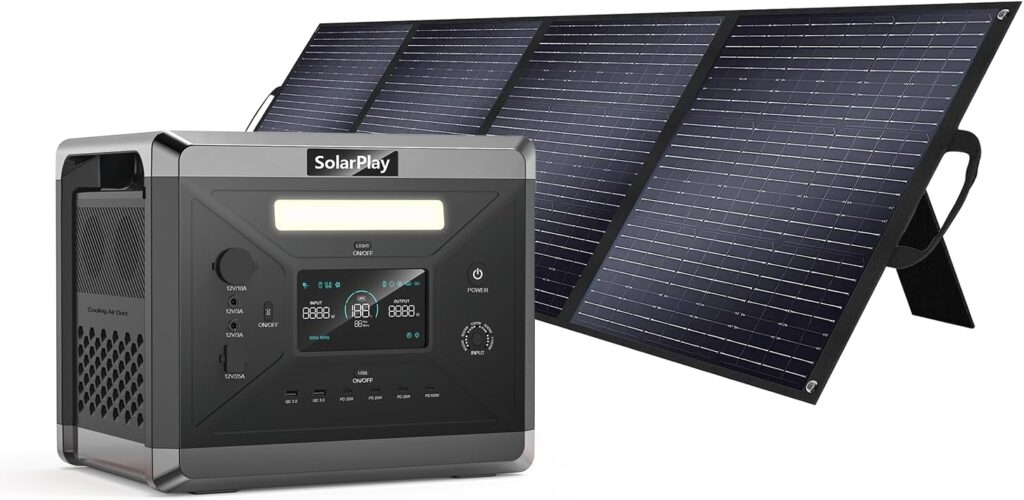 SolarPlay 2400W Portable Power Station, 2160Wh Large Capacity Solar Generator with 200W Solar Panel, BMS Emergency Power Station for Home Backup, Camping, Outdoor Battery Backup