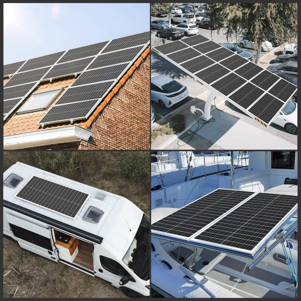 100 Watt Solar Panel 12V/24V Monocrystalline, 12 BB Cell High-Efficiency Module PV Power Charger Solar Panels for Homes Camping RV Battery Boat Caravan and Other Off-Grid Applications (100W)
