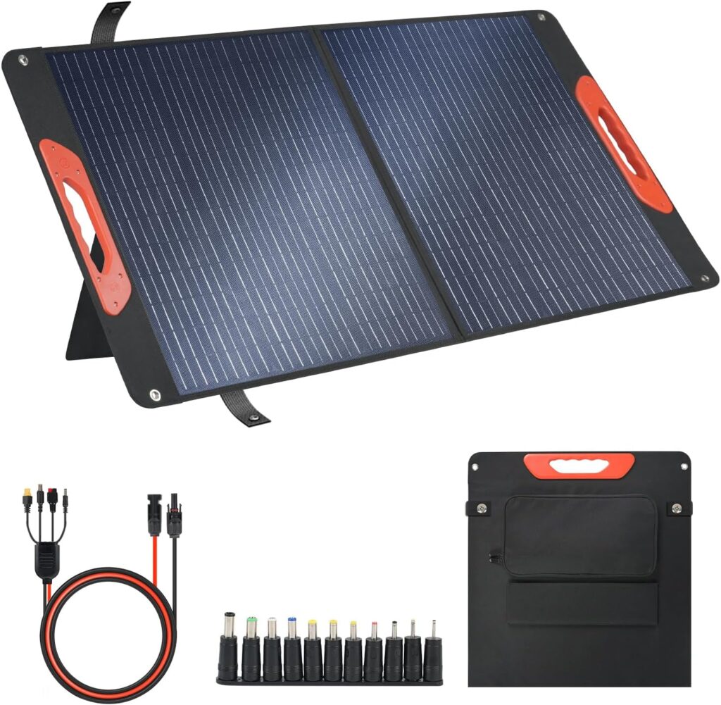 100W Foldable Solar Panel - Charger for Power Stations | Monocrystalline 23.5% High Efficiency QC3.0 USB-A/USB-C Output | IP65 Waterproof | Portable for Camping, RV, Emergency Blackout