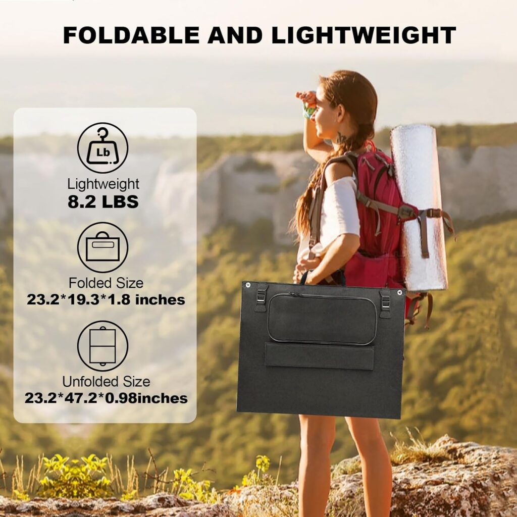 120W Portable Solar Panel Charger – High-Efficiency Foldable Solar Charger for Power Station, Camping  Outdoor Activities – QC3.0 USB-A  Type-C, DC Output, IP65 Waterproof (120W)