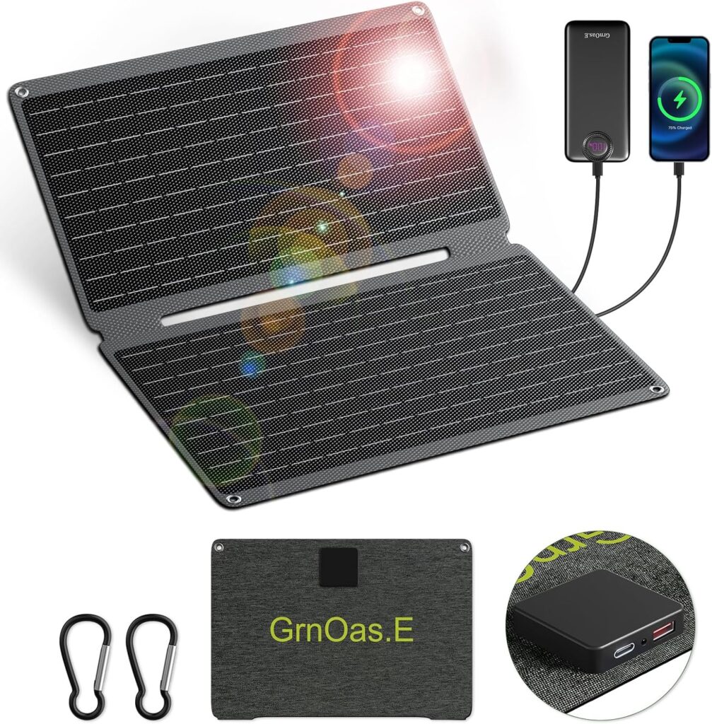 20W Portable Foldable Solar Panel withUSB, Type-C Outputs, Monocrystalline Silicon, ETFE Coating, IP67 Waterproof – Perfect for Phones, iPads, Power Banks, Camping, and Off-Grid Use!