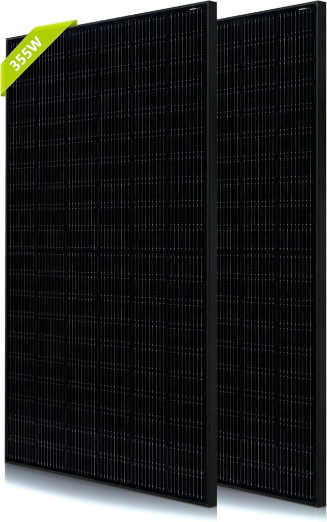 2PCS Solar Panels 350 355 Watt 24 Volt, High-Efficiency Half Cell Monocrystalline PV Module Power Charger for RV Marine Rooftop Farm Battery and Other Off-Grid Applications, 2-Pack 355W