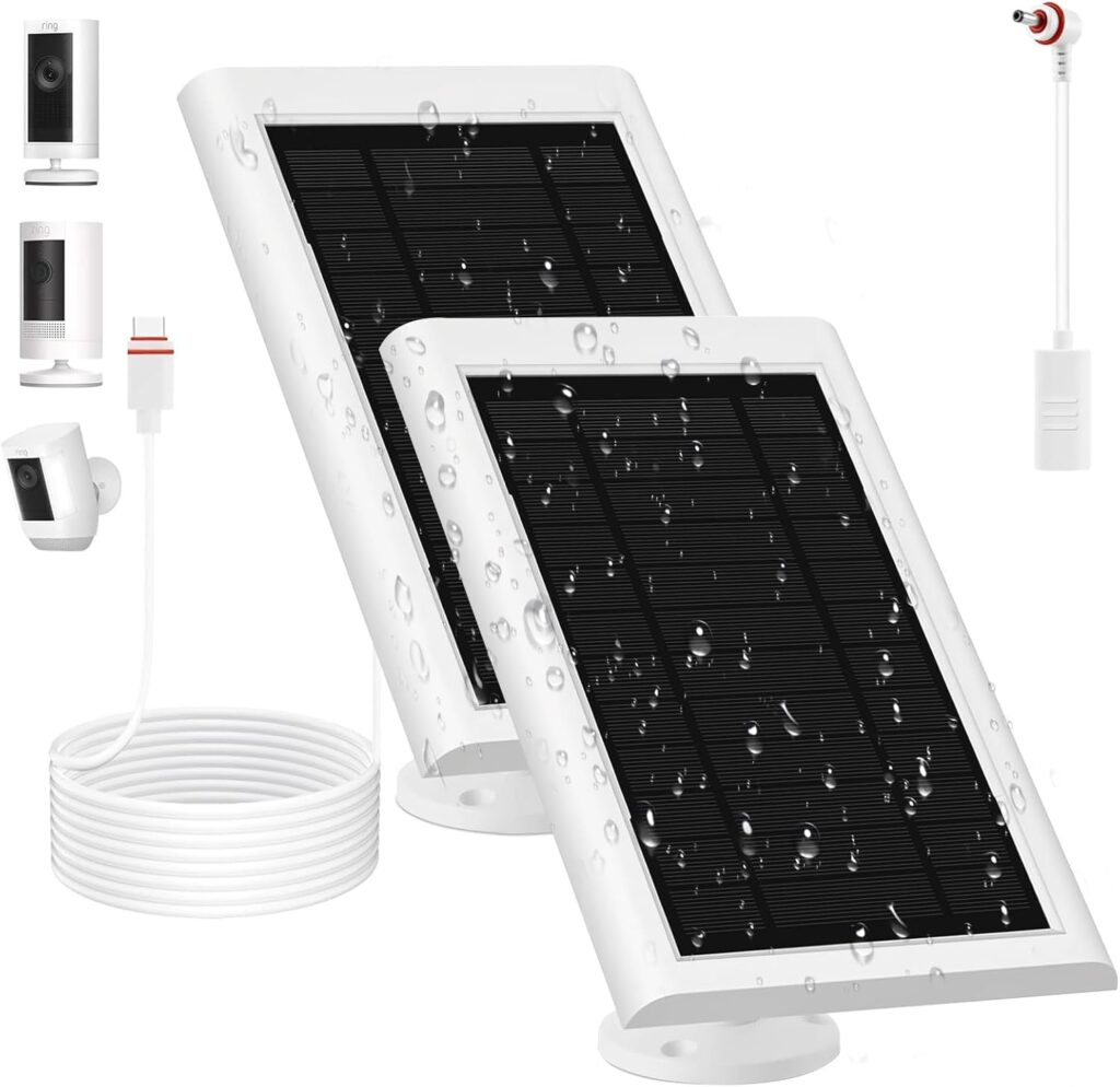 3 Pack Solar Panel for Ring Camera(2nd Generation) Dustproof Waterproof 5W Solar Panel with 10FT/3M Long Cable for Stick Up  Pro Spotlight Cam Battery for Security Camera
