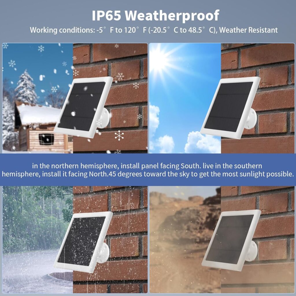 3 Pack Solar Panel for Ring Camera(2nd Generation) Dustproof Waterproof 5W Solar Panel with 10FT/3M Long Cable for Stick Up  Pro Spotlight Cam Battery for Security Camera