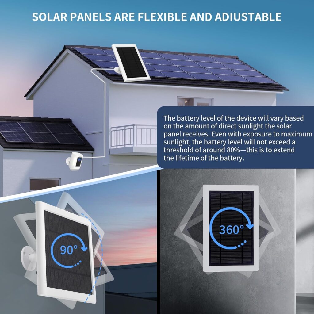 3 Pack Solar Panel for Ring Camera(2nd Generation) Dustproof Waterproof 5W Solar Panel with 10FT/3M Long Cable for Stick Up  Pro Spotlight Cam Battery for Security Camera