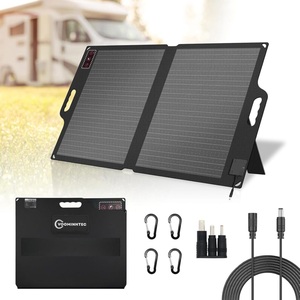 420W Portable Foldable ETFE Monocrystalline Solar Panel 24% High Conversion Foldable Kickstand Ultra-Light Waterproof IP65 Solar Charger for Power Station Off Grid Outdoor