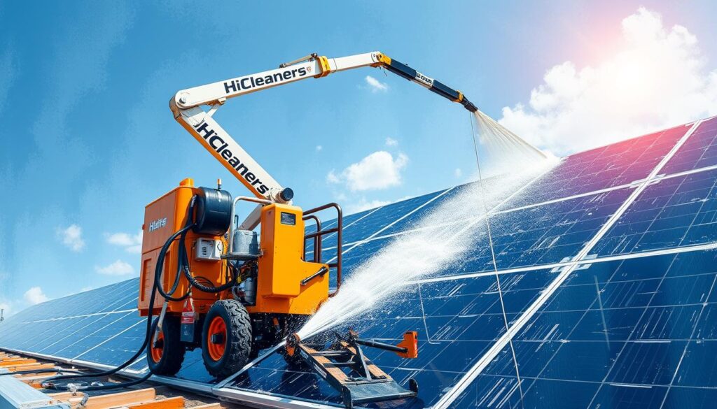 An image of HiCleaners' equipment used for solar panel cleaning in Worcester, MA.