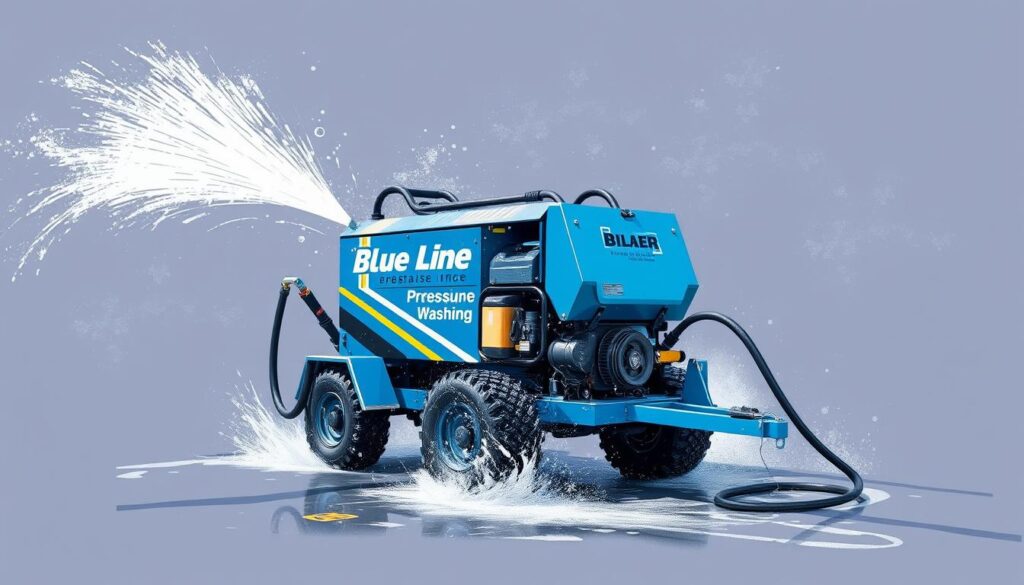 Image of Blue Line Pressure Washing equipment in use