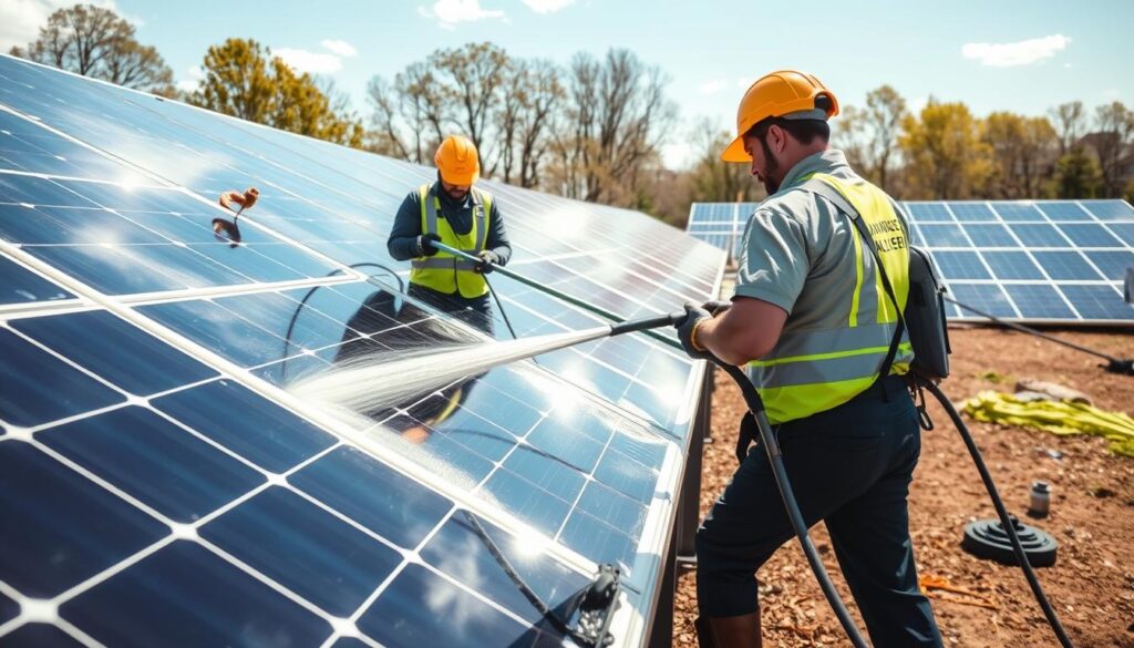 Image of CAPPCO Pressure Washing team cleaning solar panels in Mount Vernon