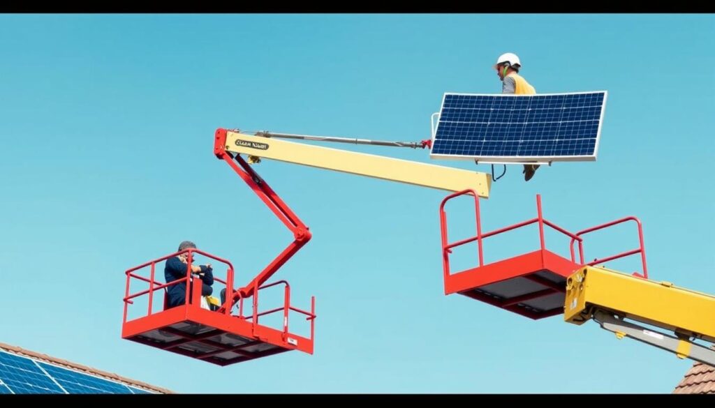 Image of Clean Solar Solutions Ltd's cherry picker in use