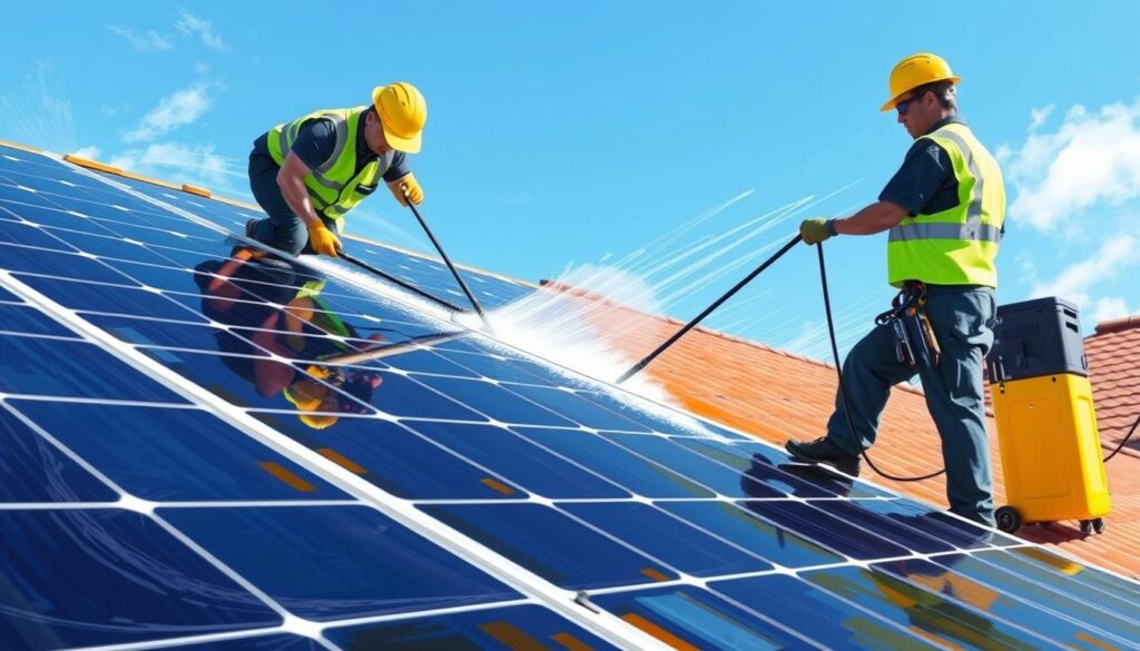 Image of Clear View Solar Services' cleaning process