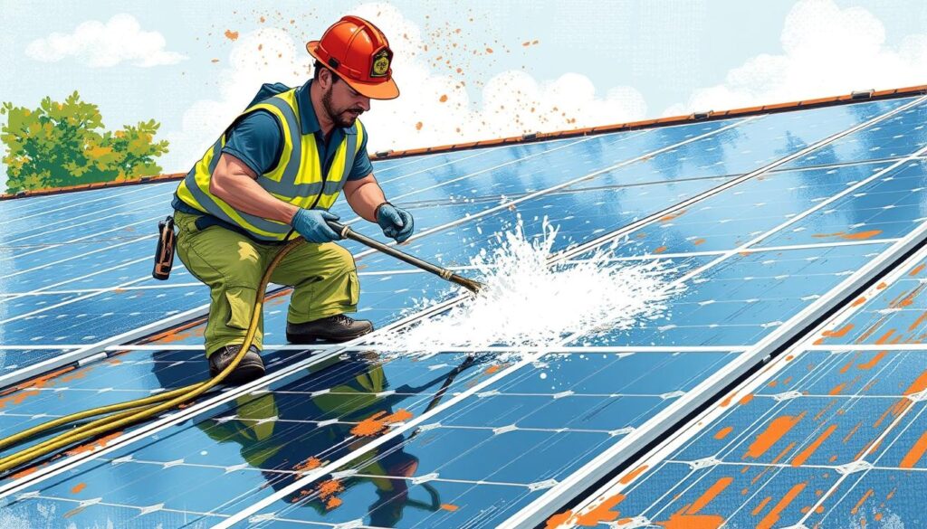 Image of Firehouse Pressure Cleaning team gently washing solar panels