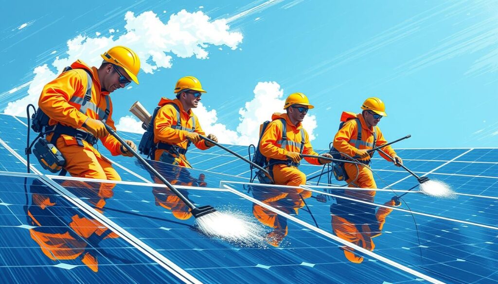 Image of Fish Window Cleaning team cleaning solar panels