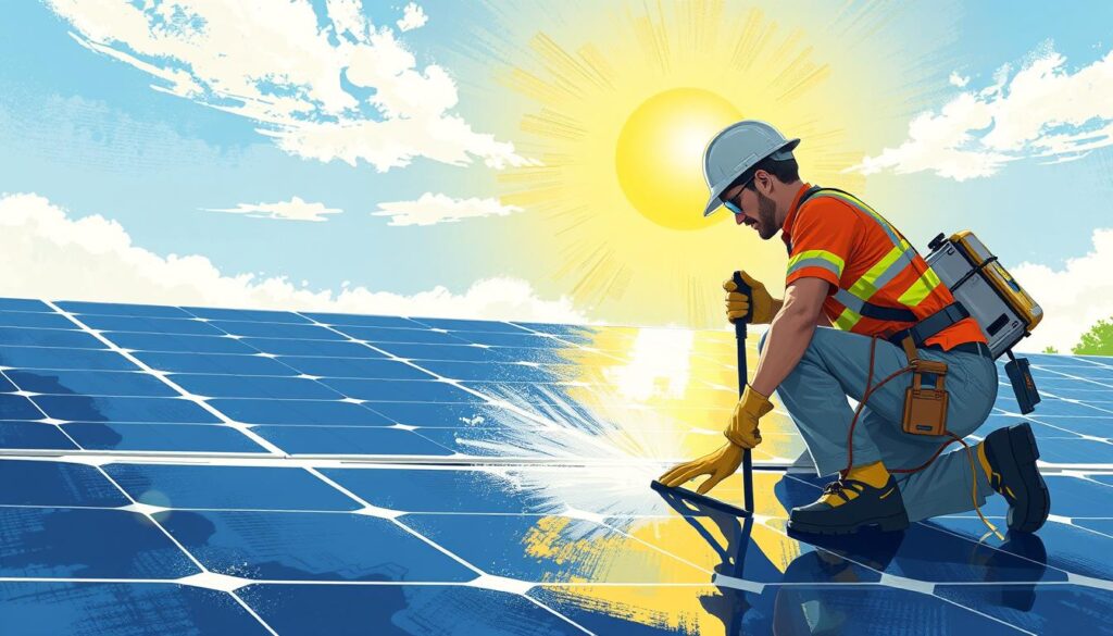 Image of Knoxville Solar Panel Cleaning Services technicians at work