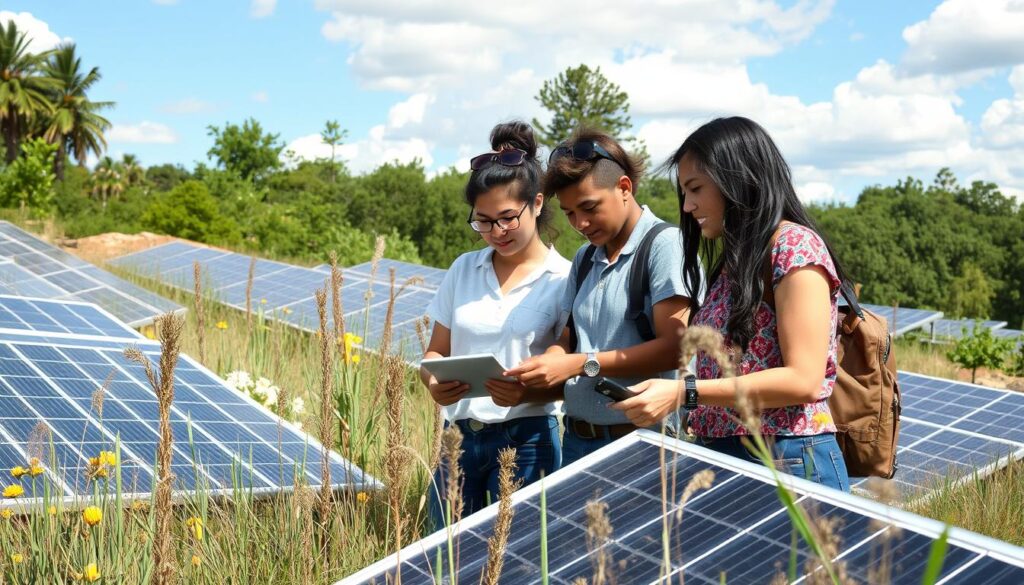 Image of L&D Innovations team inspecting solar panels