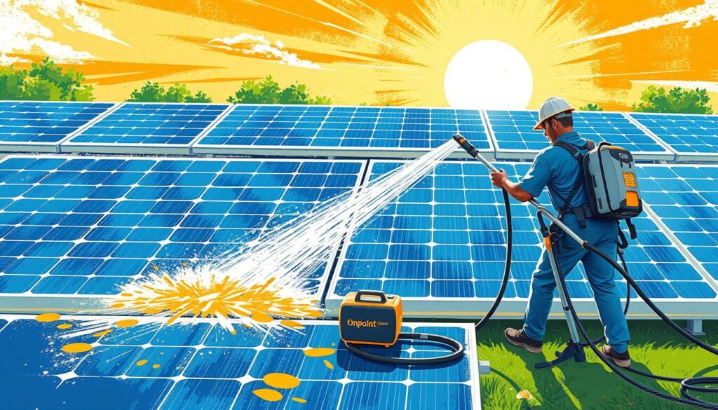 Image of OnPoint Solar Panel Cleaning technicians at work