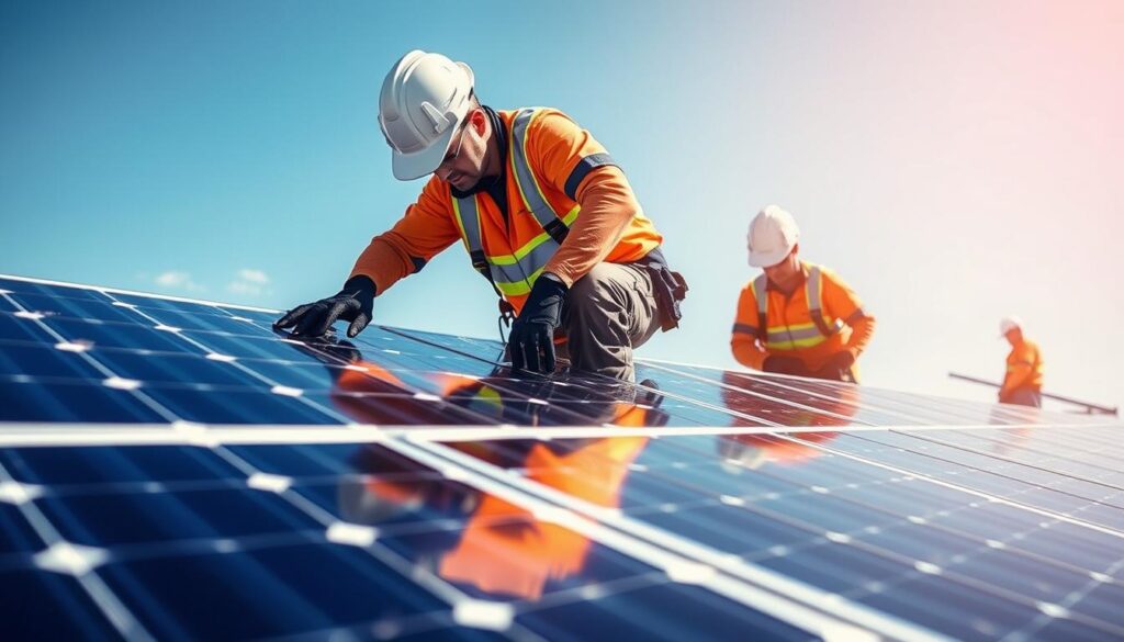 Image of Sol-Up Nevada technicians performing solar panel maintenance