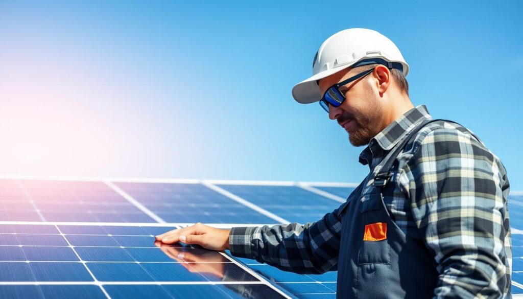 Image of Solar Me Cleaning Services inspecting solar panels