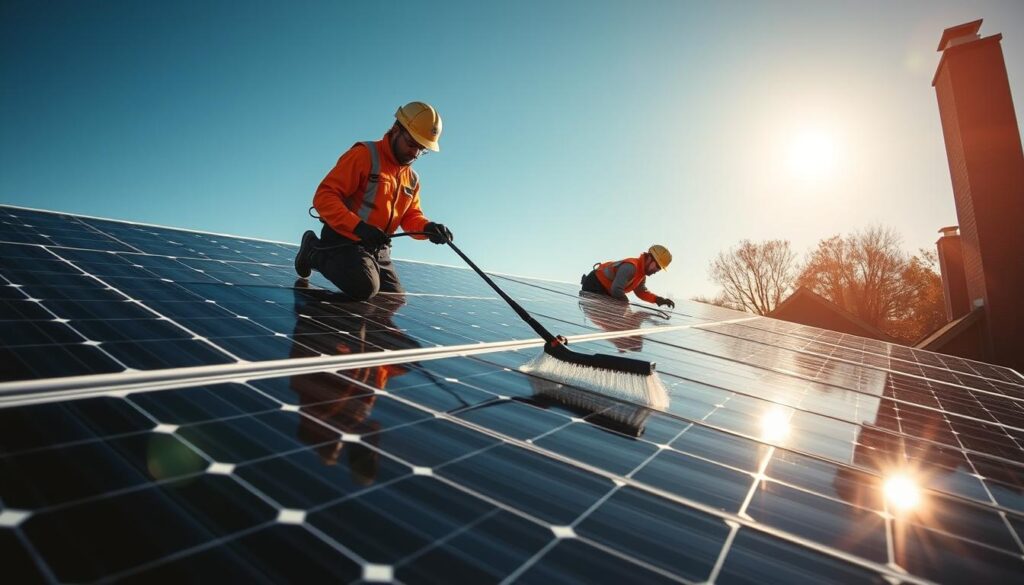 Image of Solar Panel Cleaning Experts NJ team cleaning solar panels in Passaic, NJ