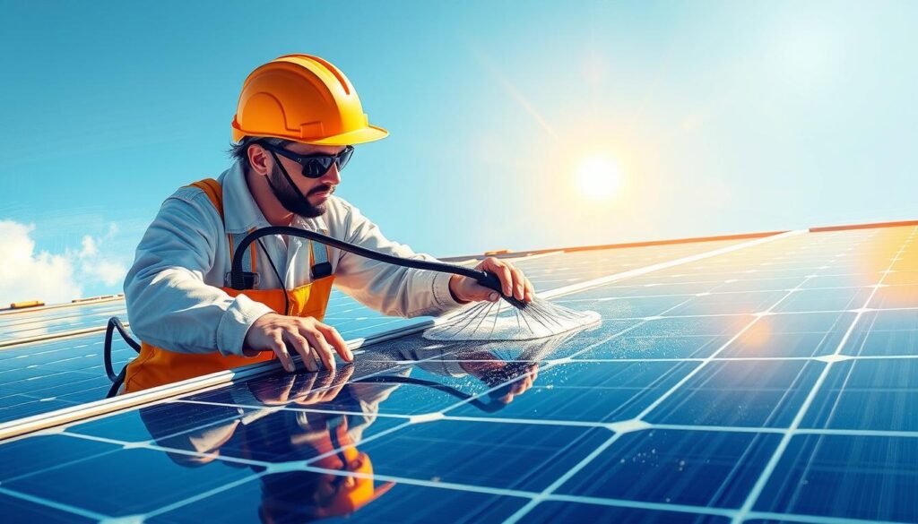 Image of SolarShine Cleaning Experts performing solar panel cleaning