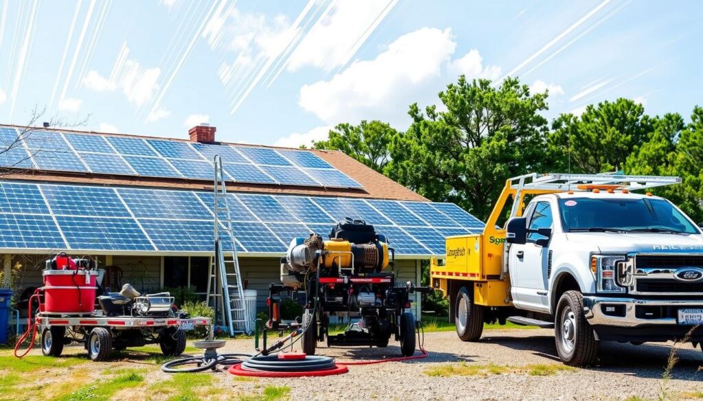 Image of Squeegee Squad Raleigh & Durham NC's equipment for solar panel cleaning