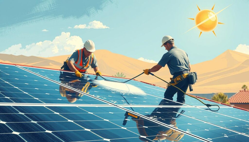 Image of SunGuard Solar Maintenance team cleaning solar panels in West Valley City, UT