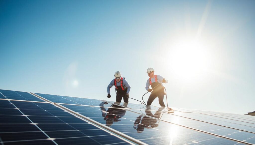 Image of Wadley Services team cleaning solar panels in Provo, UT