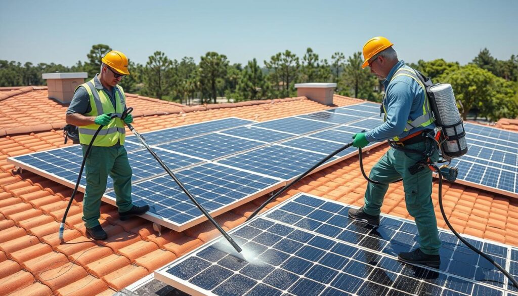 Image of a professional solar panel cleaning service in Augusta, GA