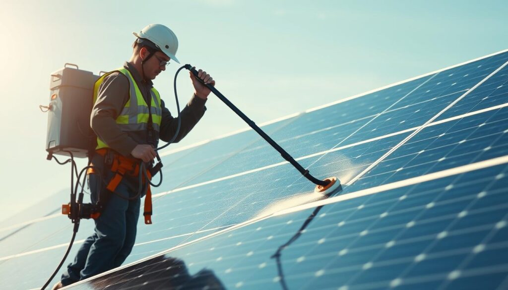 Image of a professional solar panel cleaning team in Indianapolis