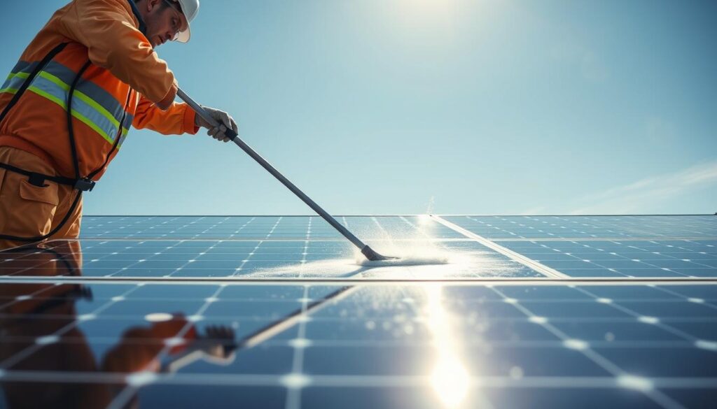 Image of solar panels being cleaned professionally