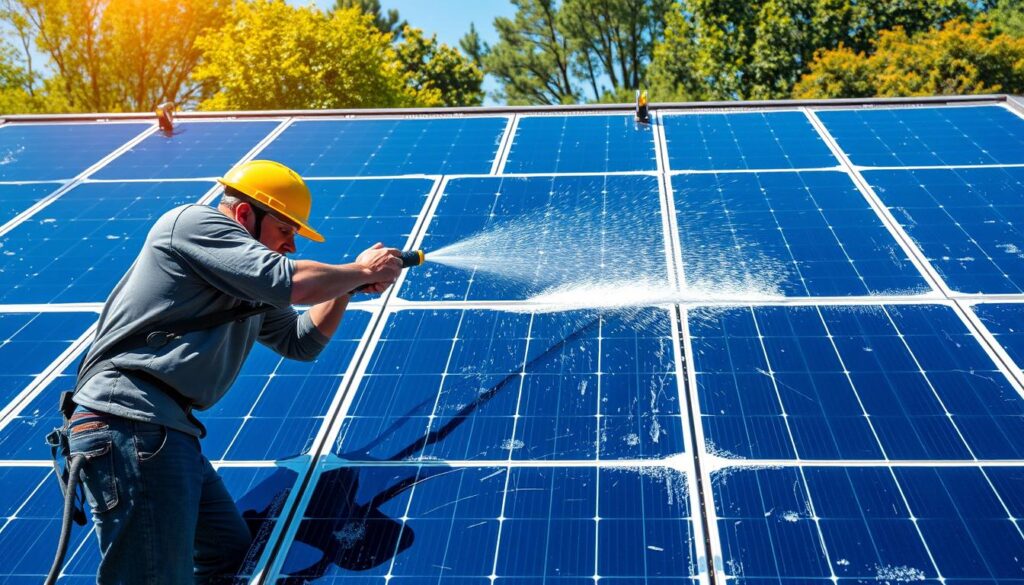 Professional solar panel cleaning services in High Point, NC, with purified water systems and soft brushes.