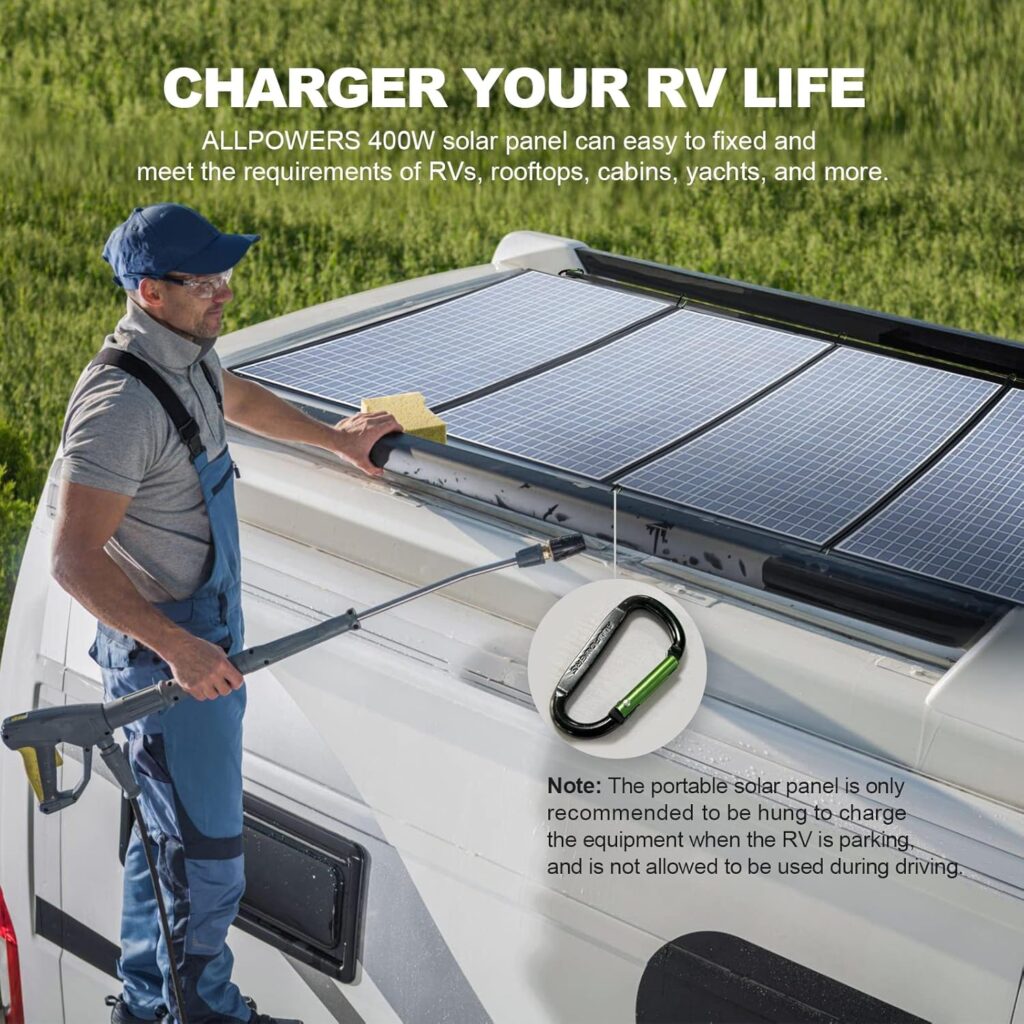 ALLPOWERS SP037 400W Portable Solar Panel Waterproof IP67 Foldable Solar Panel Kit with 37.4V Output Solar Charger for Outdoor Adventures Power Outage RV Solar Generator