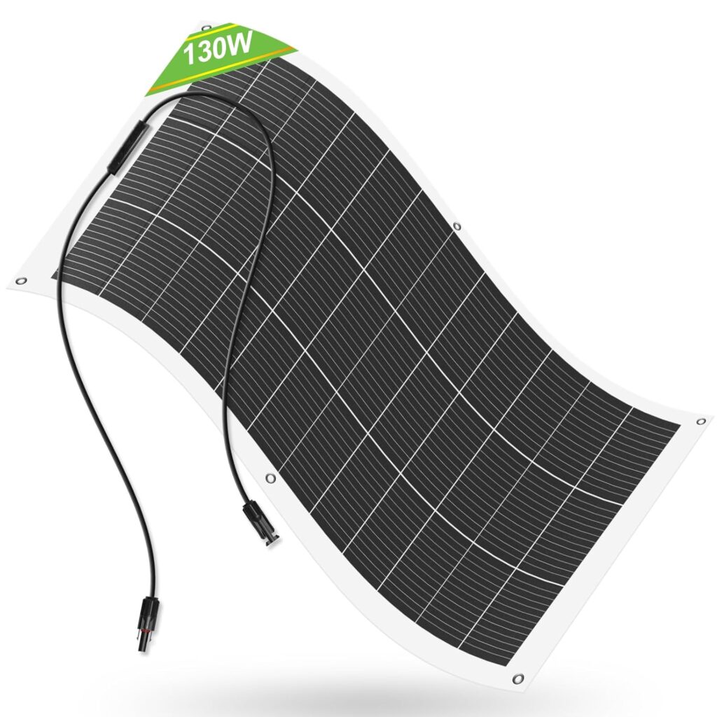 ECO-WORTHY Waterproof Monocrystalline Lightweight Solar Panel 2pcs 130 Watt (260W) Flexible Solar Panels for RV,Curved Surfaces,Roofs,Cabin,Boats