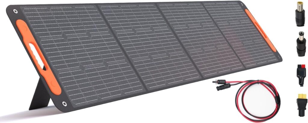 Foldable Solar Panel 200W 19.8V, 23% High Efficiency Portable Solar Charger, Monocrystalline Silicon Solar Cell with DC7909, Anderson, XT60 and DC8020 Plug for Portable Power Station