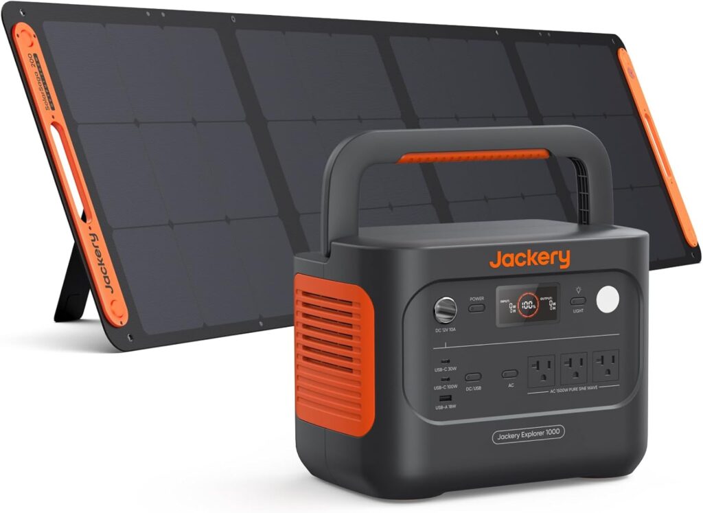 Jackery Solar Generator 1000 v2 with 200W Solar Panel,1070Wh Portable Power Station LiFePO4 Battery,1500W AC/100W USB-C Output, 1Hr Fast Charge for Outdoor,Off-Grid Living,RV,Emergency