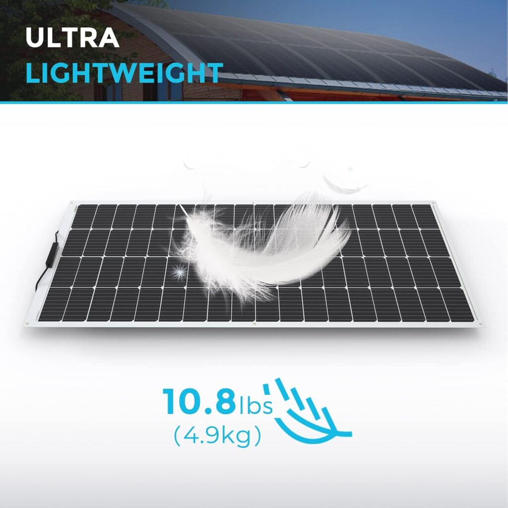 Renogy Flexible Solar Panel 100 Watt 12 Volt Monocrystalline Semi-Flexible Bendable Mono Off-Grid Charger for Marine RV Cabin Van Car Uneven Surfaces