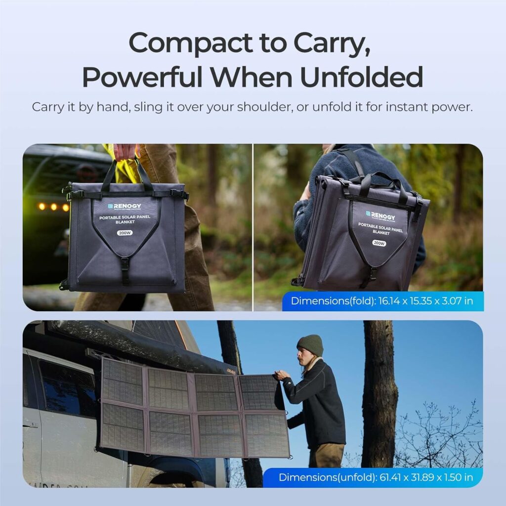 Renogy Portable Solar Panel, 400W N-Type Foldable Solar Blanket, 25% High Efficiency, Lightweight Solar Panel for Power Station, RV, SUV, Truck, Camping, Home, Off Grid