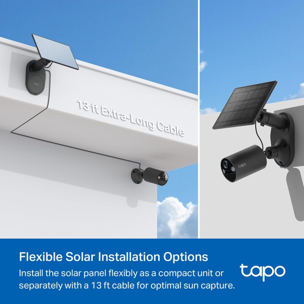 TP-Link 𝗧𝗮𝗽𝗼 SolarCam C402 Kit, Outdoor Battery Camera w/Solar Panel Base, Wireless, 1080P, Free Person/Vehicle Detection, SD/Cloud Storage, Color Night Vision, No Hub Needed, Works w/Alexa